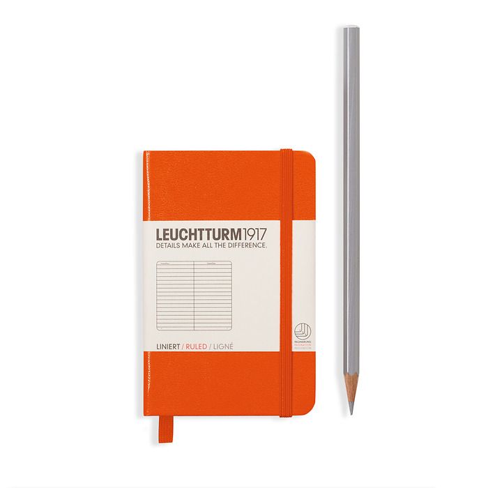 Notebook Mini (A7) Hardcover, 169 numbered pages, plain, orange