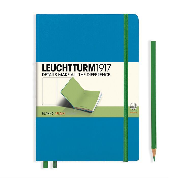 BiColor Medium Notebook, Hardcover, Azure-Lime, Plain