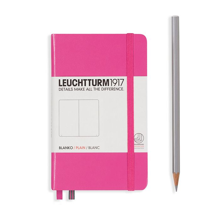 Notebook Pocket (A6) Hardcover, 185 numbered pages, plain, new pink