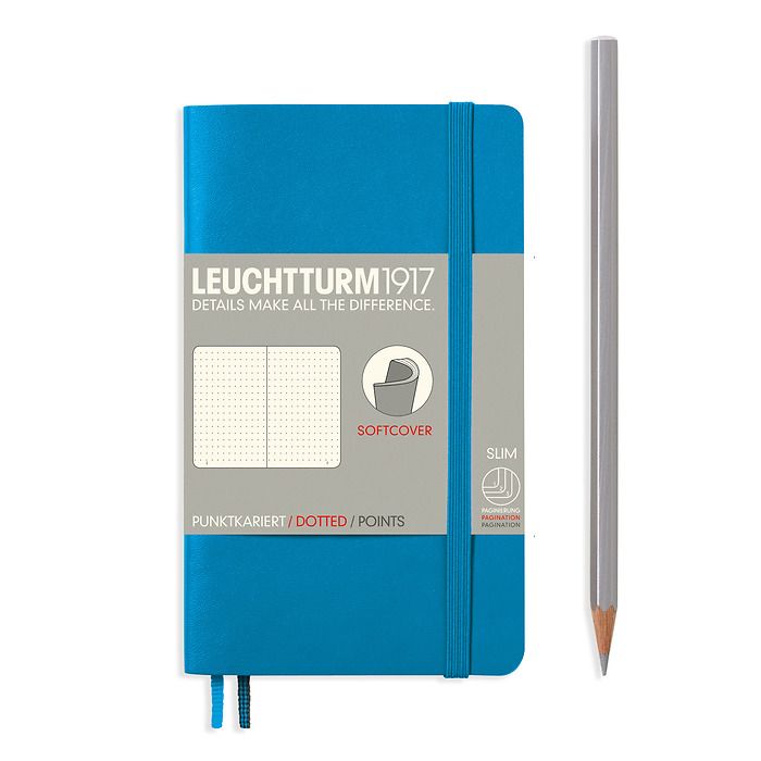 Notebook Pocket (A6) dotted,Softcover, 121 numbered pages , azure