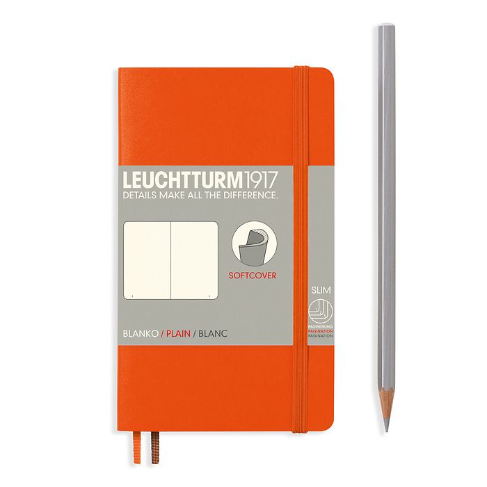 Notebook Pocket (A6) plain, softcover, 121 numbered pages, orange