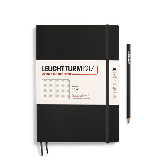 Notebook Composition (B5) dotted, softcover, 121 numbered pages, black
