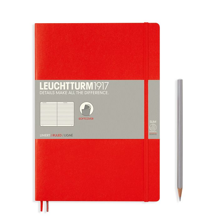 Notebook Composition (B5) ruled, softcover, 121 numbered pages, red