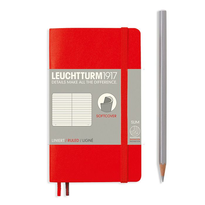 Notebook Pocket (A6) ruled, softcover, 121 numbered pages, red