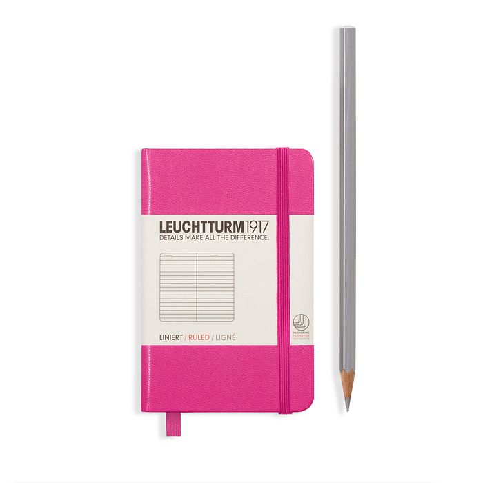 Notebook Mini (A7) Hardcover, 169 numbered pages, ruled, new pink