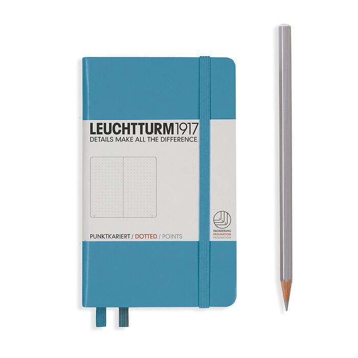Notebook Pocket (A6) dotted, Hardcover, 185 numbered pages, nordic blue