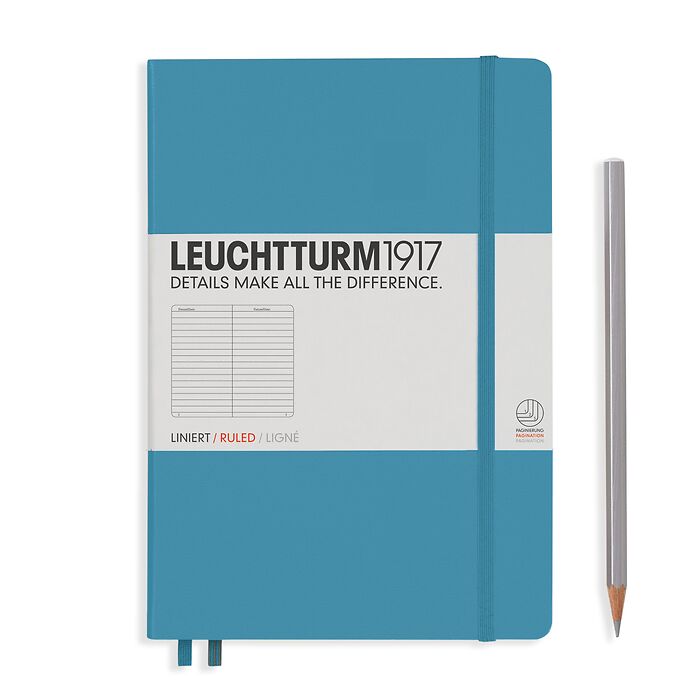 Notebook Medium (A5) lined, Hardcover, 249 numbered pages, nordic blue