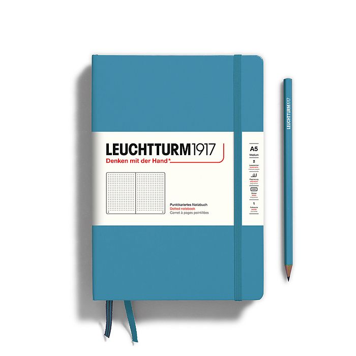 Notebook Medium (A5) dotted, Hardcover, 249 numbered pages, nordic blue
