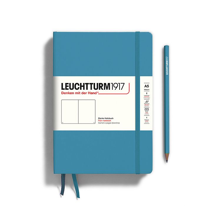 Notebook Medium (A5) plain, Hardcover, 249 numbered pages, nordic blue