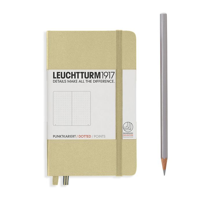 Notebook Pocket (A6) dotted, Hardcover, 185 numbered pages, sand