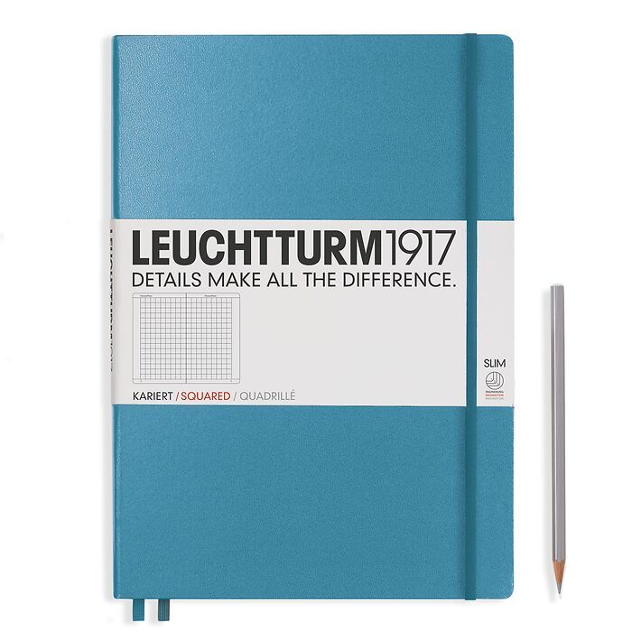 Notebook Master Slim (A4+) squared, hardcover, 121 numbered pages, Nordic Blue