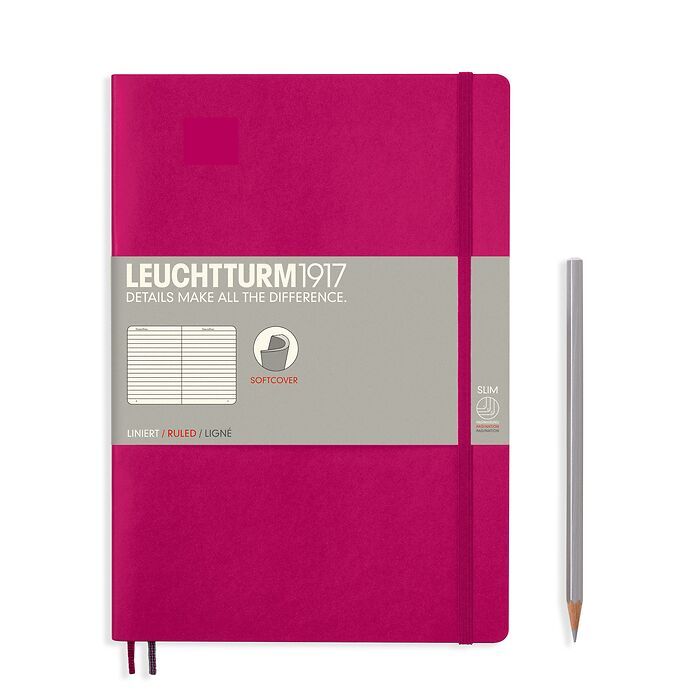 Notebook Composition (B5), Softcover, 123 numbered pages, Berry, ruled