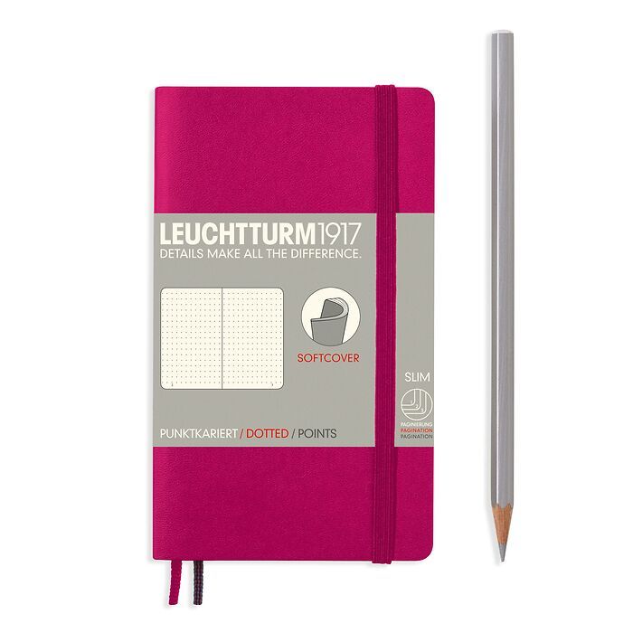 Notebook Pocket (A6), Softcover, 123 numbered pages, Berry,  dotted