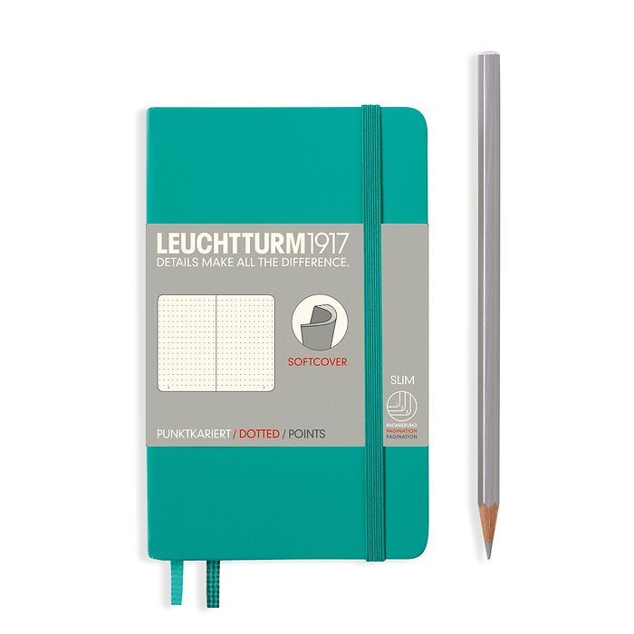 Notebook Pocket (A6) dotted, softcover, 121 numbered pages, emerald