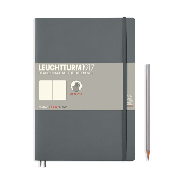 Notebook Composition (B5) plain, softcover, 123 numbered pages, anthracite