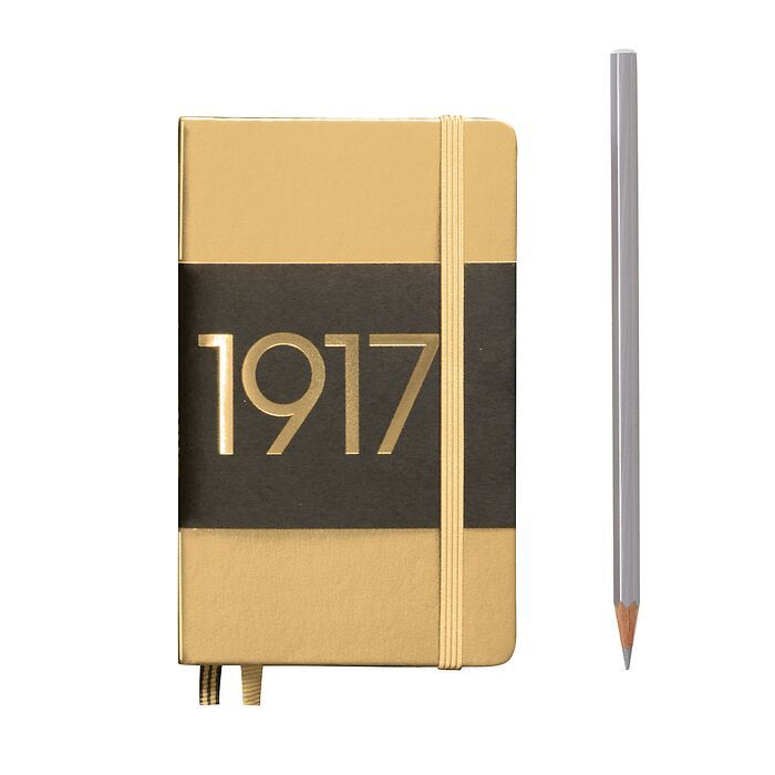 Notebook Pocket (A6) plain, Hardcover, 187 numbered pages, gold