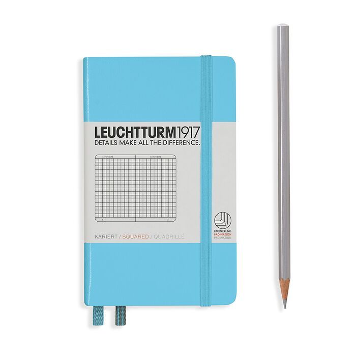 Notebook Pocket (A6) squared, Hardcover, 187 numbered pages, ice blue