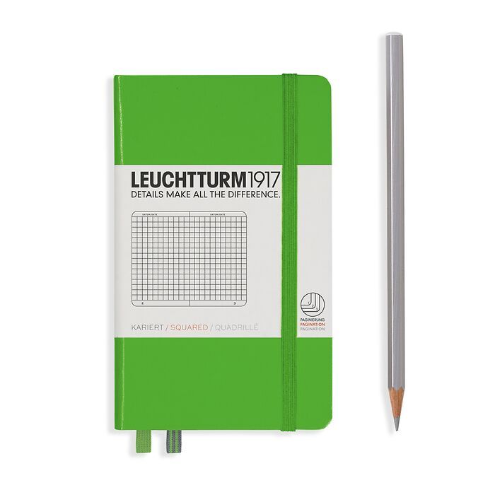 Notebook Pocket (A6) squared, Hardcover, 187 numbered pages, Fresh Green