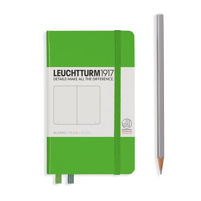 Notebook Pocket (A6) plain, Hardcover, 187 numbered pages, Fresh Green