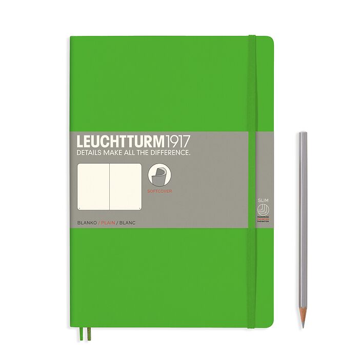 Notebook Composition (B5) plain, softcover, 123 numbered pages, fresh green