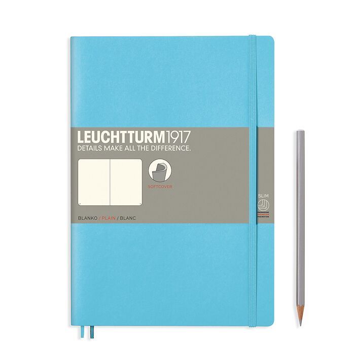 Notebook Composition (B5) plain, softcover, 123 numbered pages, ice blue