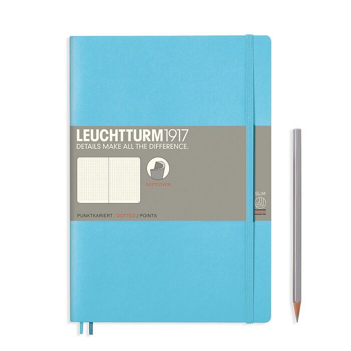 Notebook Composition (B5) dotted, softcover, 123 numbered pages, ice blue