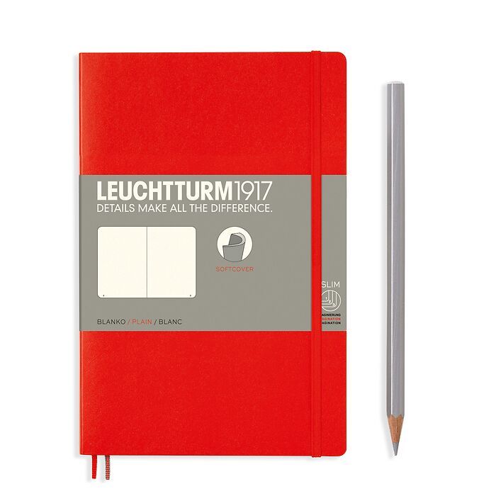Notebook Paperback (B6+) plain, softcover, 123 numbered pages, red