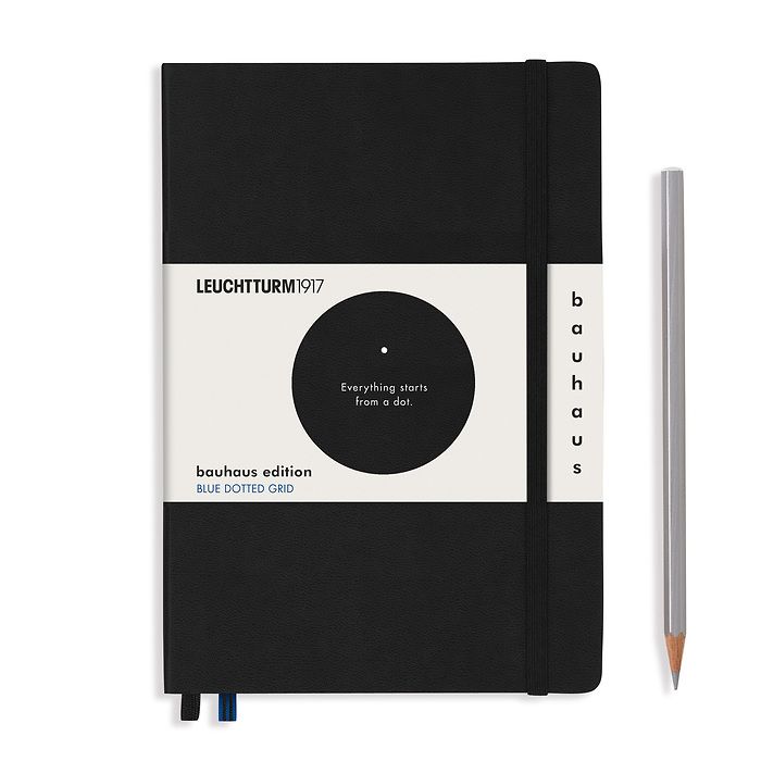 Notebook Medium (A5), dotted, Hardcover, 251 numbered pages, black, 100 Years Bauhaus