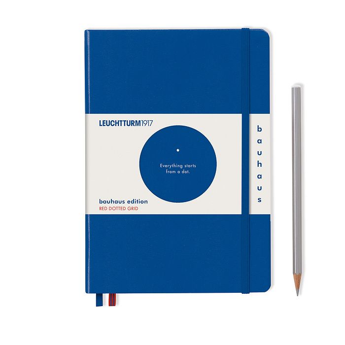 Notebook Medium (A5), dotted, Hardcover, 251 numbered pages, royal blue, 100 years Bauhaus