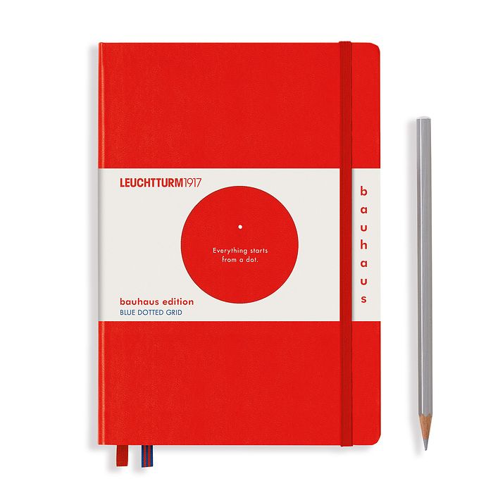 Notebook Medium (A5), dotted, Hardcover, 251 numbered pages, Red, 100 Years Bauhaus