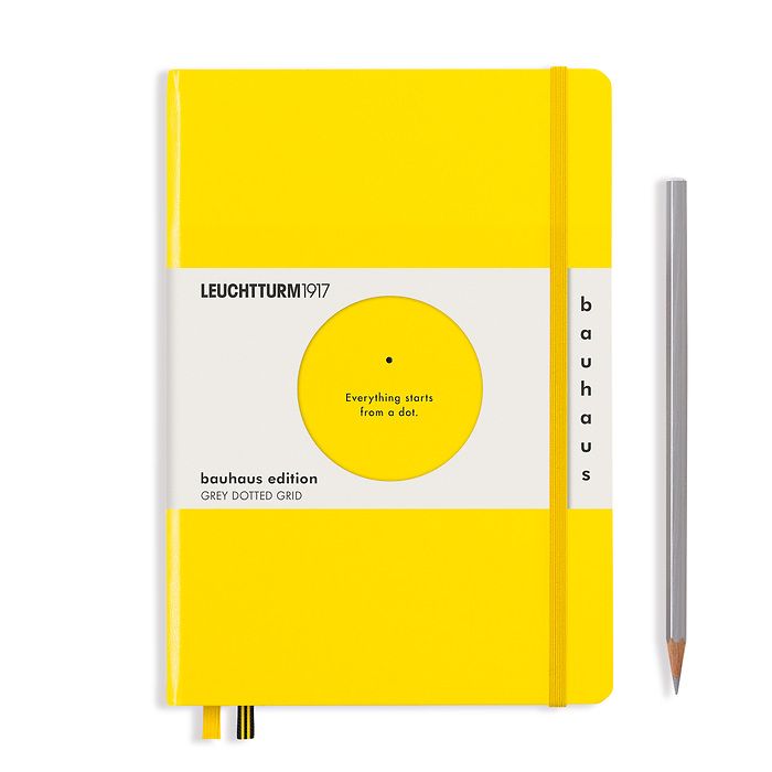 Notebook Medium (A5), dotted, Hardcover, 251 numbered pages, Lemon, 100 Years Bauhaus