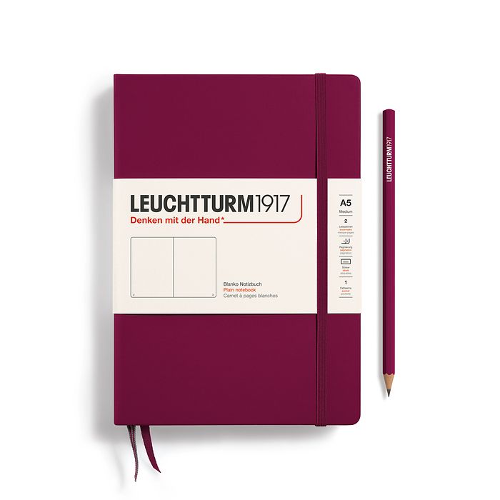 Notebook Medium (A5), plainHardcover 251 numbered pages, port red
