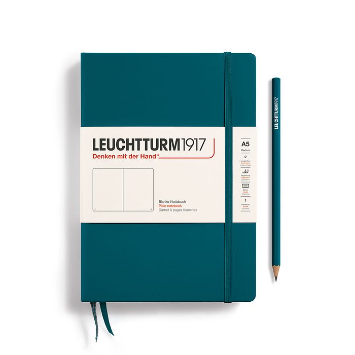 Notebook Medium (A5), plainHardcover 251 numbered pages, pacific green