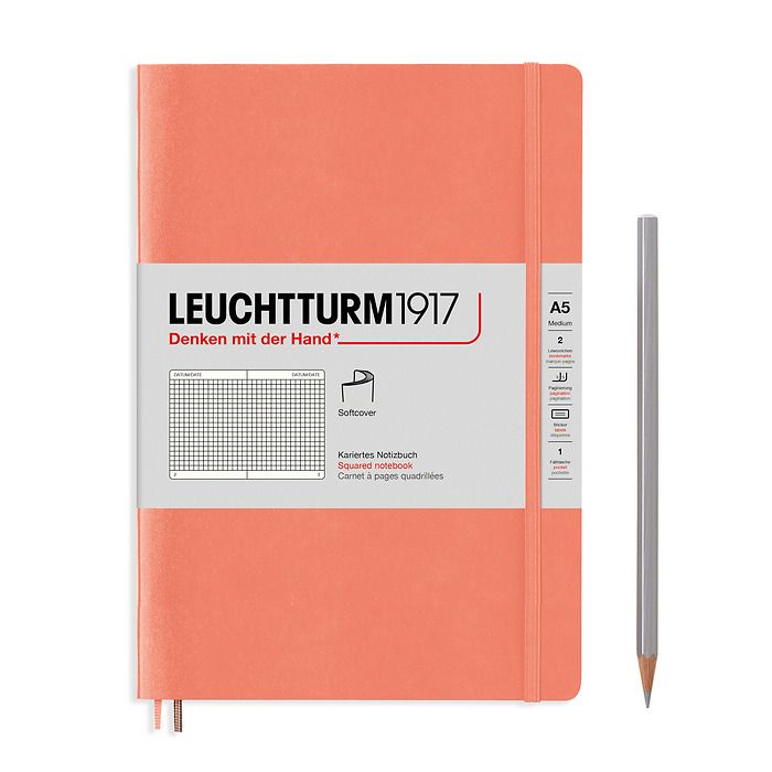Notebook Medium (A5), Softcover, 123 numbered pages, Bellini, squared