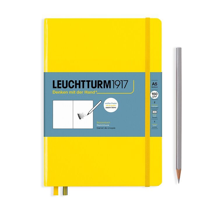 Sketchbook Medium (A5), Hardcover, 112 pages (150 g/sqm), plain, Lemon