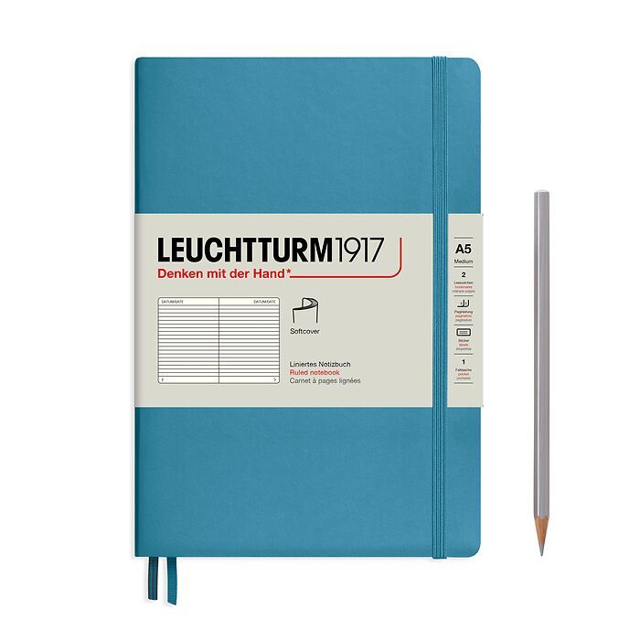 Notebook Medium (A5), Softcover, 123 numbered pages, Nordic Blue,  ruled