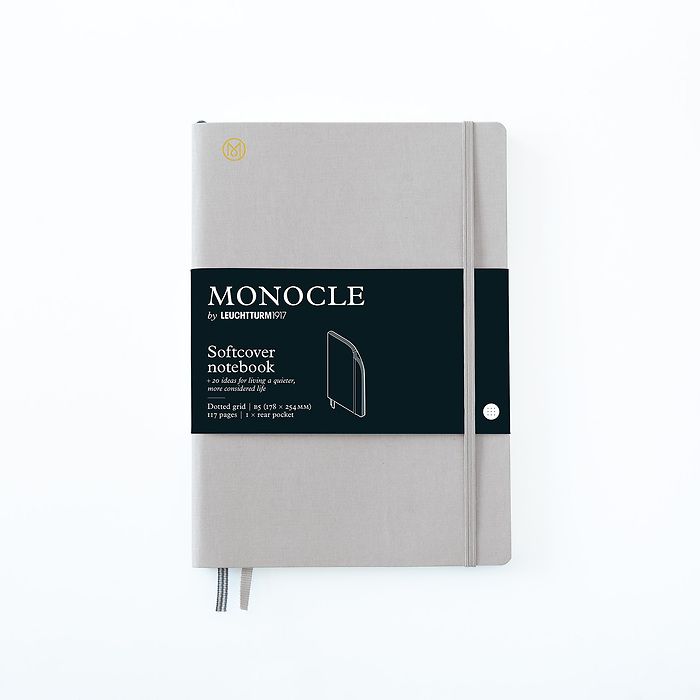 Notebook B5 Monocle, Softcover, 117 numbered pages, Light Grey, dotted