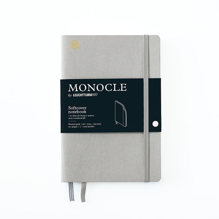 Notebook B6+ Monocle, Softcover, 117 numbered pages, Light Grey, dotted