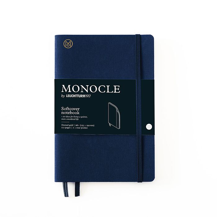 Notebook B6+ Monocle, Softcover, 117 numbered pages, Navy, dotted