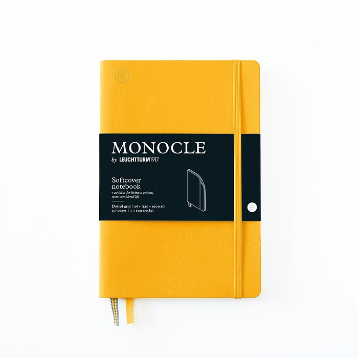 Notebook B6+ Monocle, Softcover, 117 numbered pages, Yellow, dotted