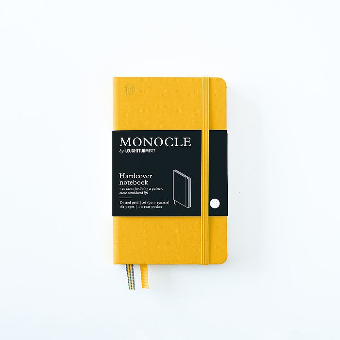 Notebook A6 Monocle, Hardcover, 192 numbered pages, Yellow, dotted