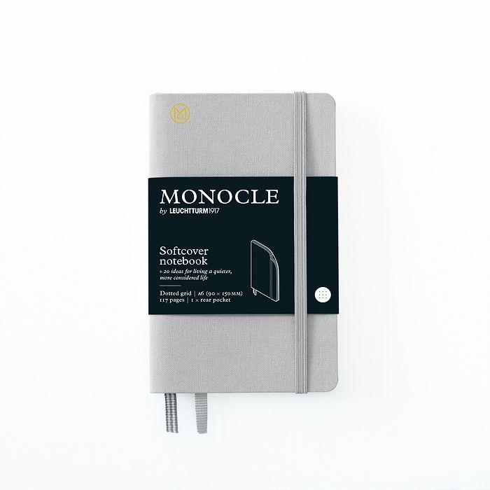 Notebook A6 Monocle, Softcover, 117 numbered pages, Light Grey, dotted