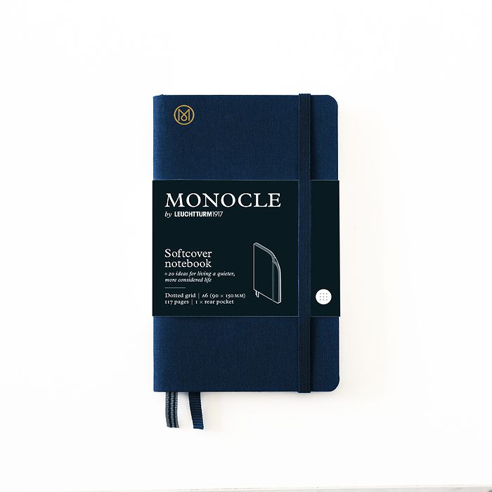 Notebook A6 Monocle, Softcover, 117 numbered pages, Navy, dotted