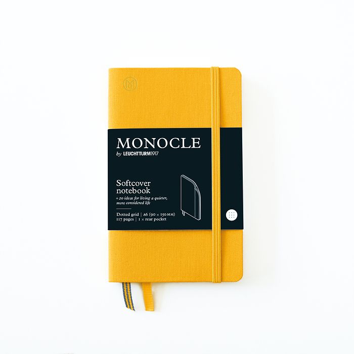 Notebook A6 Monocle, Softcover, 117 numbered pages, Yellow, dotted