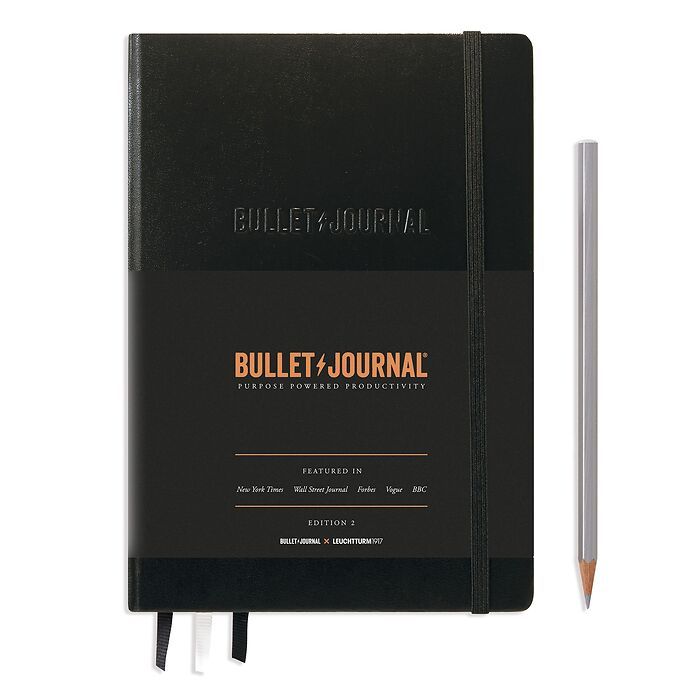 Bullet Journal Edition 2, Medium (A5), Hardcover, 206 numbered pages, Black, dotted