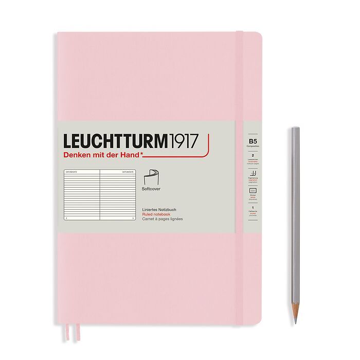 Notebook Composition (B5), Softcover, 123 numbered pages, Powder, ruled