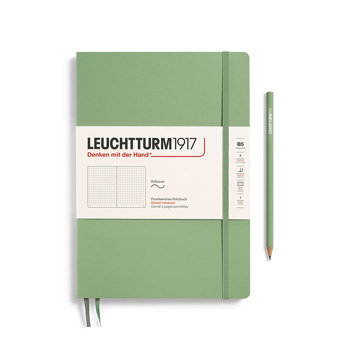 Notebook Composition (B5), Softcover, 123 numbered pages, Sage, dotted