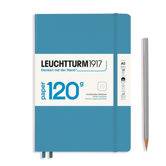 Notebook Medium (A5), EDITION 120, Hardcover, 203 numbered pages, Nordic Blue, dotted