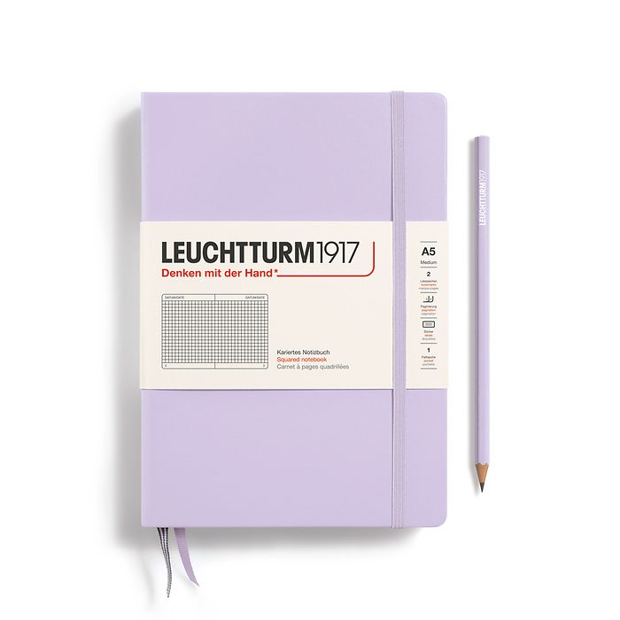 Notebook Medium (A5), Hardcover, 251 numbered pages, Lilac, squared