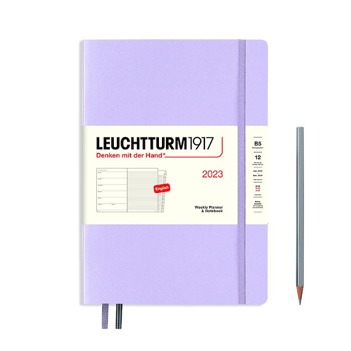 Weekly Planner & Notebook Composition (B5) 2023, with booklet, Lilac, English
